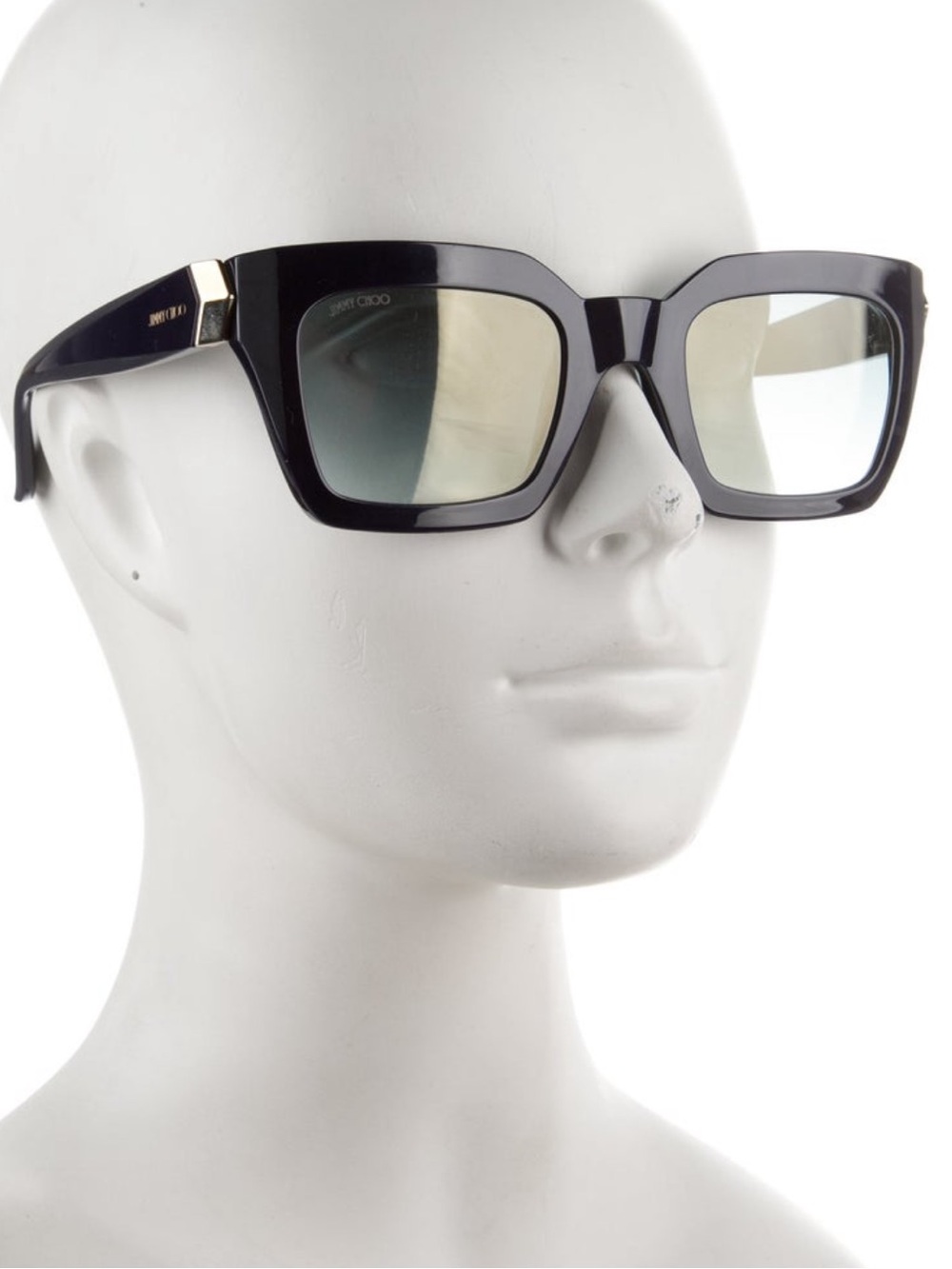 Jimmy Choo Blue Square Frame Sunglasses with Gold Temples
